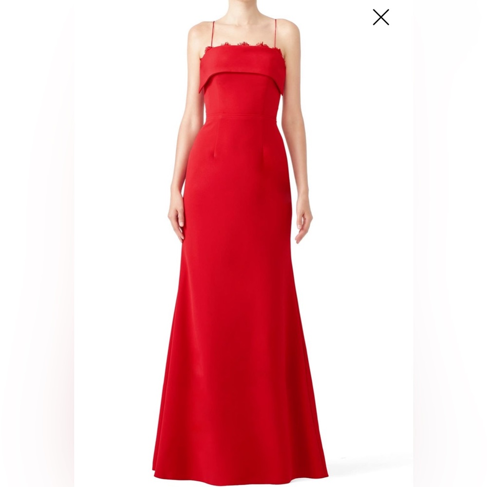 Red Crepe gown.